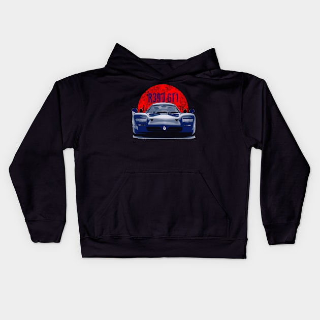 Nissan R390 GT1 Red Flag Kids Hoodie by mufflebox